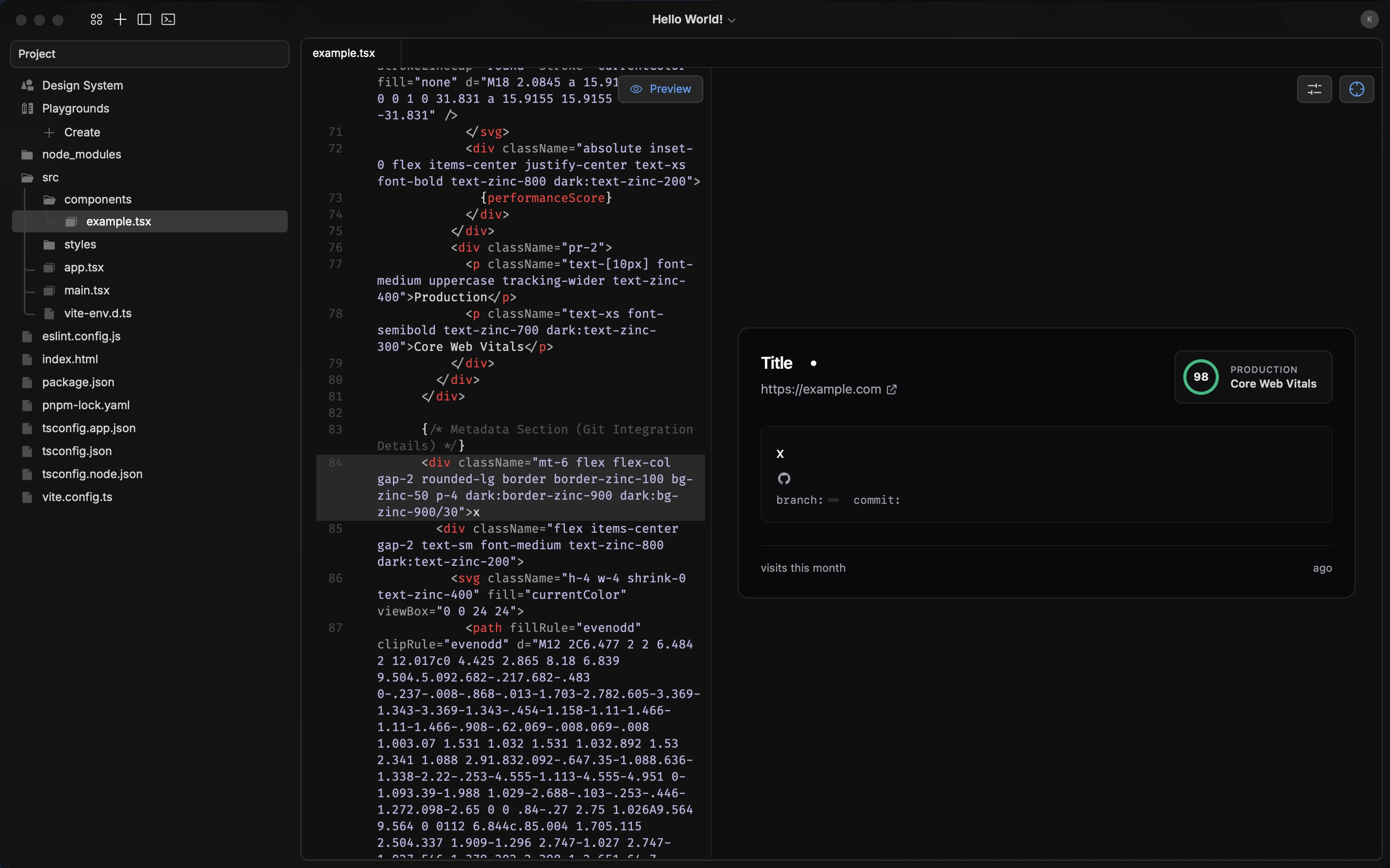 the two-way editor: the canvas and the code stay in sync