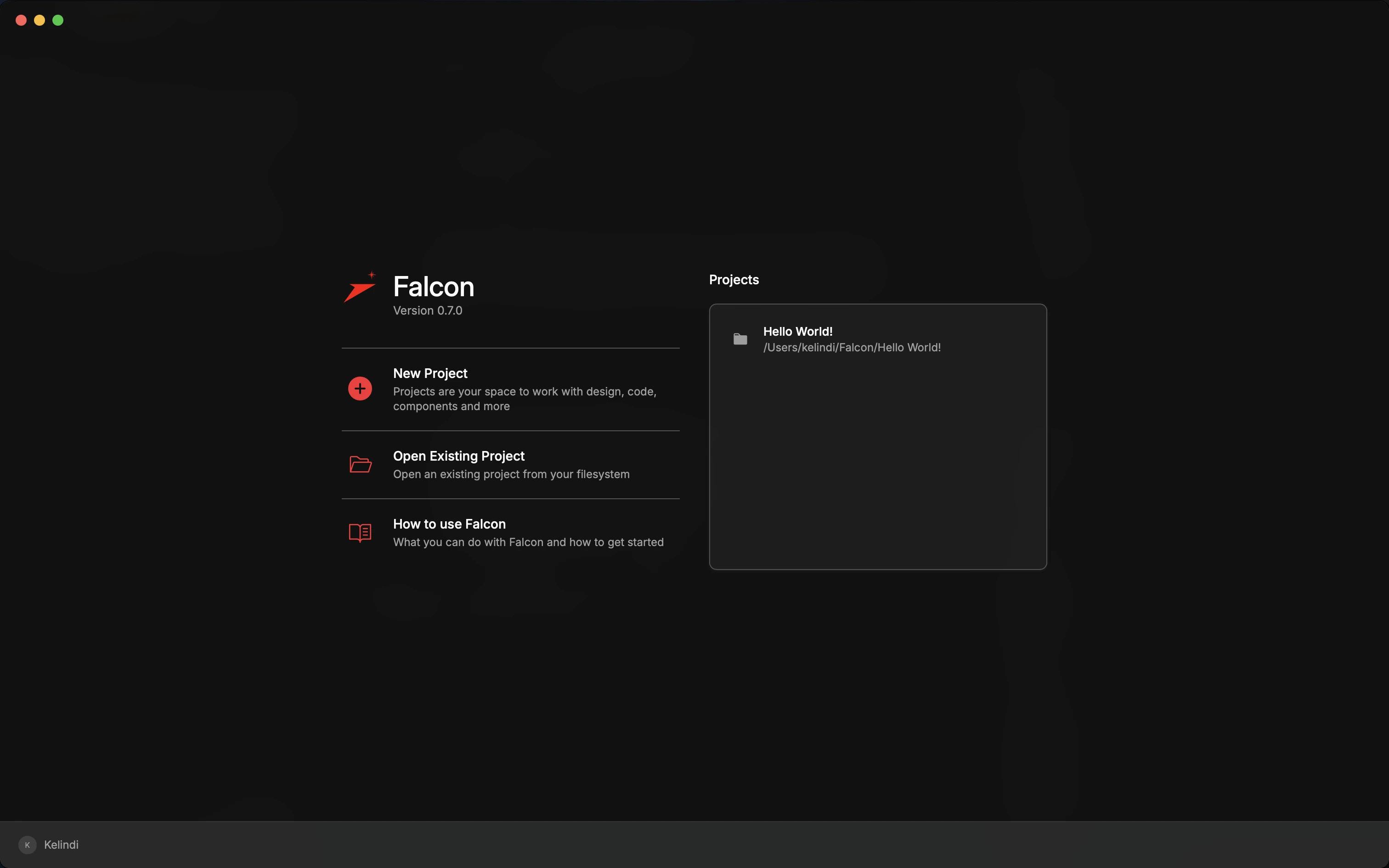 the launcher: start or open a project